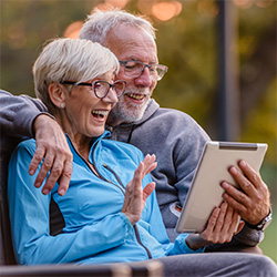 elderly couple on a video call